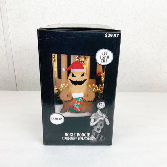 Nightmare Before Christmas Santa Oogie Boogie Stocking 5 Ft Inflatable Gemmy LED - Picture 7 of 9